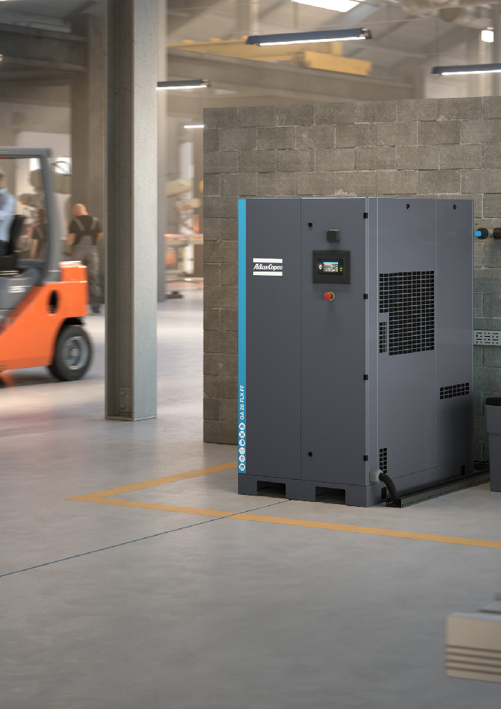 Dual-speed oil-injected rotary screw compressors GA 11-30 FLX (11-30 kW/15-40 hp)